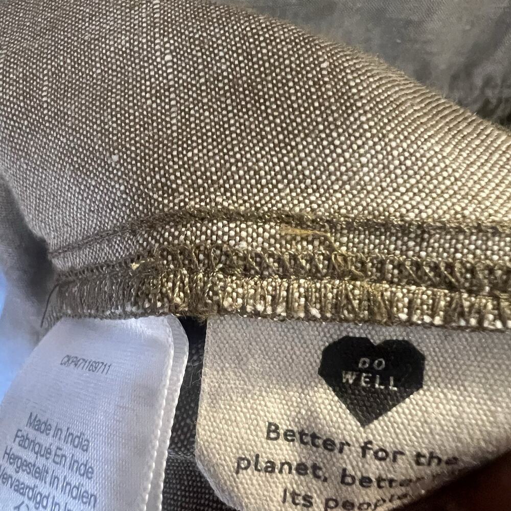 Madewell Small Linen Blend Alexandra Button Front Mini Shirt Dress Olive Branch - Picture 4 of 8